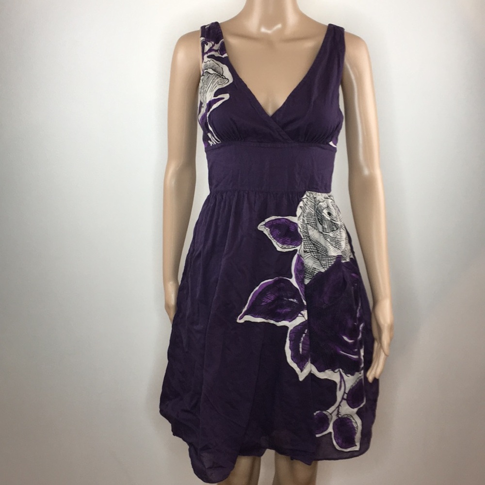 Anthropologie Lithe purple dress sz O 100% cotton